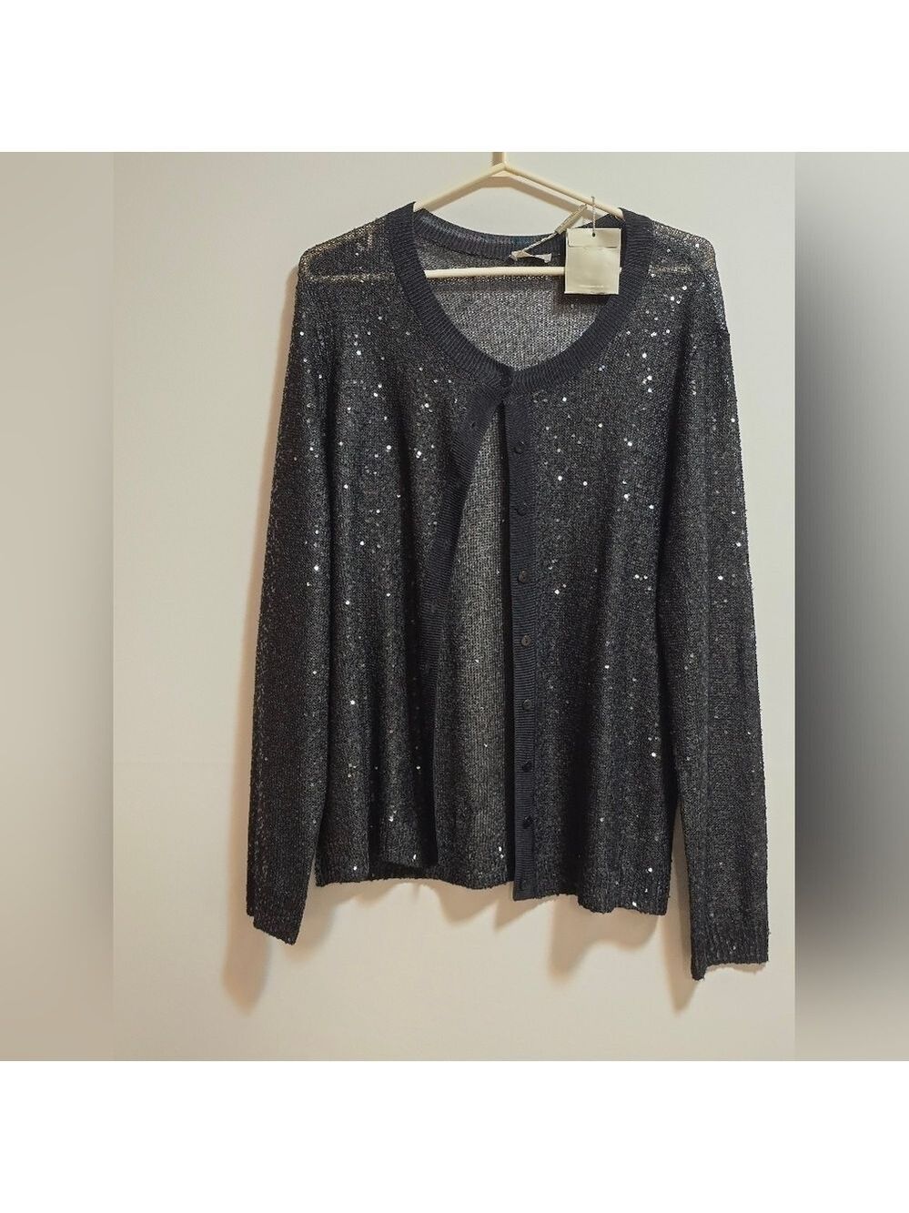 Planet see through black sequin cardigan size XL